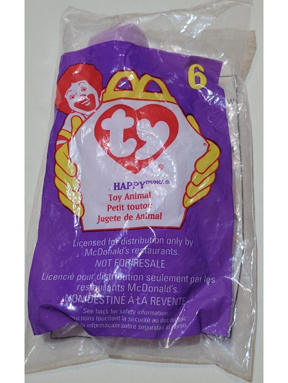 TY TEENIE BEANIE BABY - Happy-#6 SPEEDY MCDONALD'S HAPPY MEAL TOY 1996